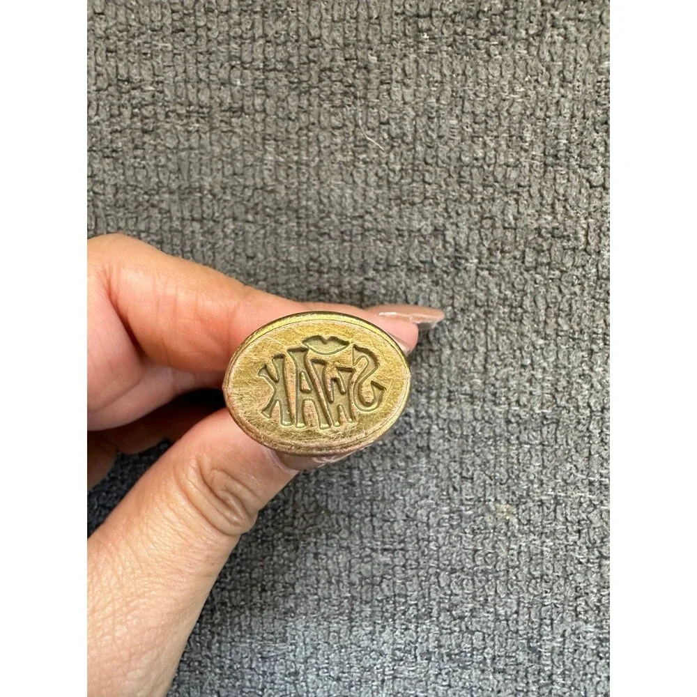 Vintage Collectable Rustic Brass Seal Stamp SWAK Aged Patina Tarnished Charm